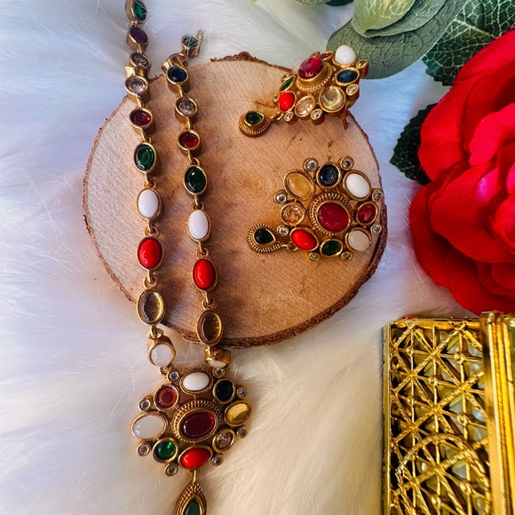 Fashion Gemstone Necklace Desi Style - Picture 5 of 7